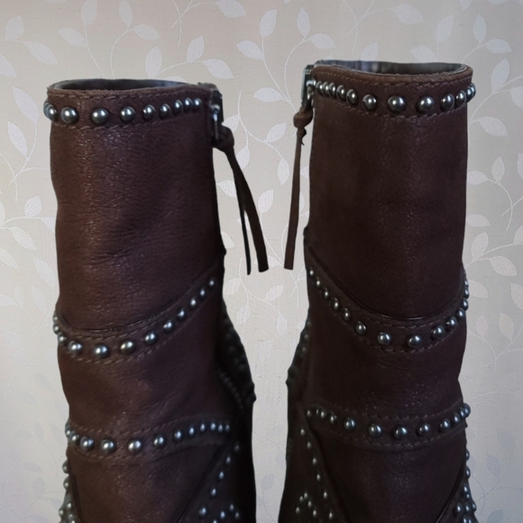 Miu Miu Y2K Platform Stiletto Boots - Studded Brown Ankle Heels 37 Designer - Picture 4 of 15
